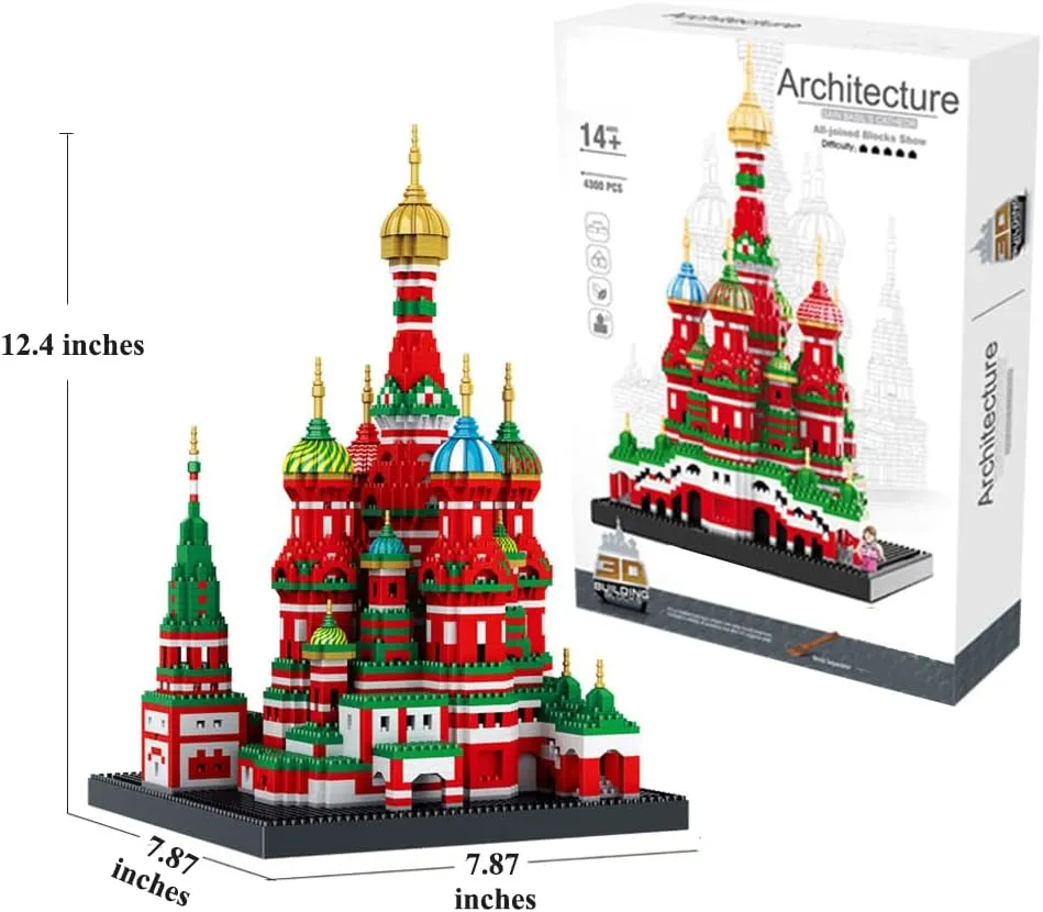 Uvini Adult Building Block Set, Saint Basil's Cathedral Architecture Model Micro Mini Blocks, Famous Landmark Architecture Collection, Educational Mini Blocks, 4300 PCS