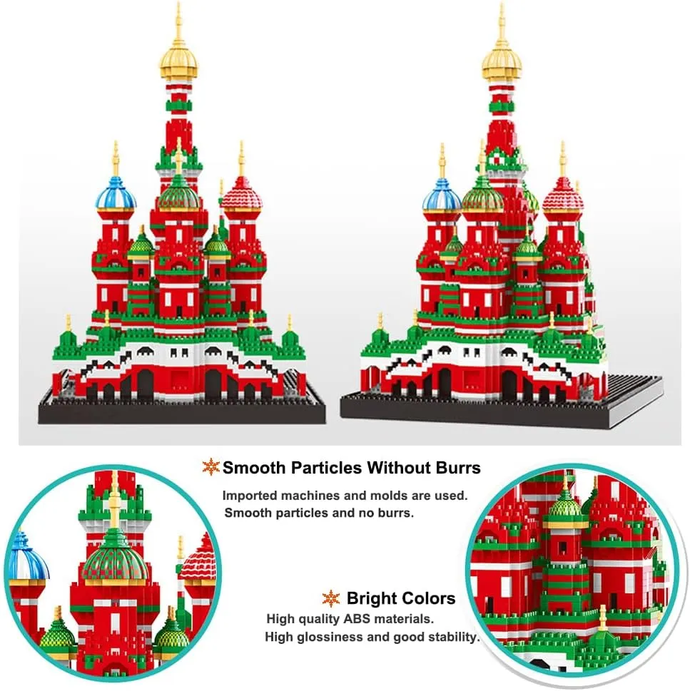 Uvini Adult Building Block Set, Saint Basil's Cathedral Architecture Model Micro Mini Blocks, Famous Landmark Architecture Collection, Educational Mini Blocks, 4300 PCS