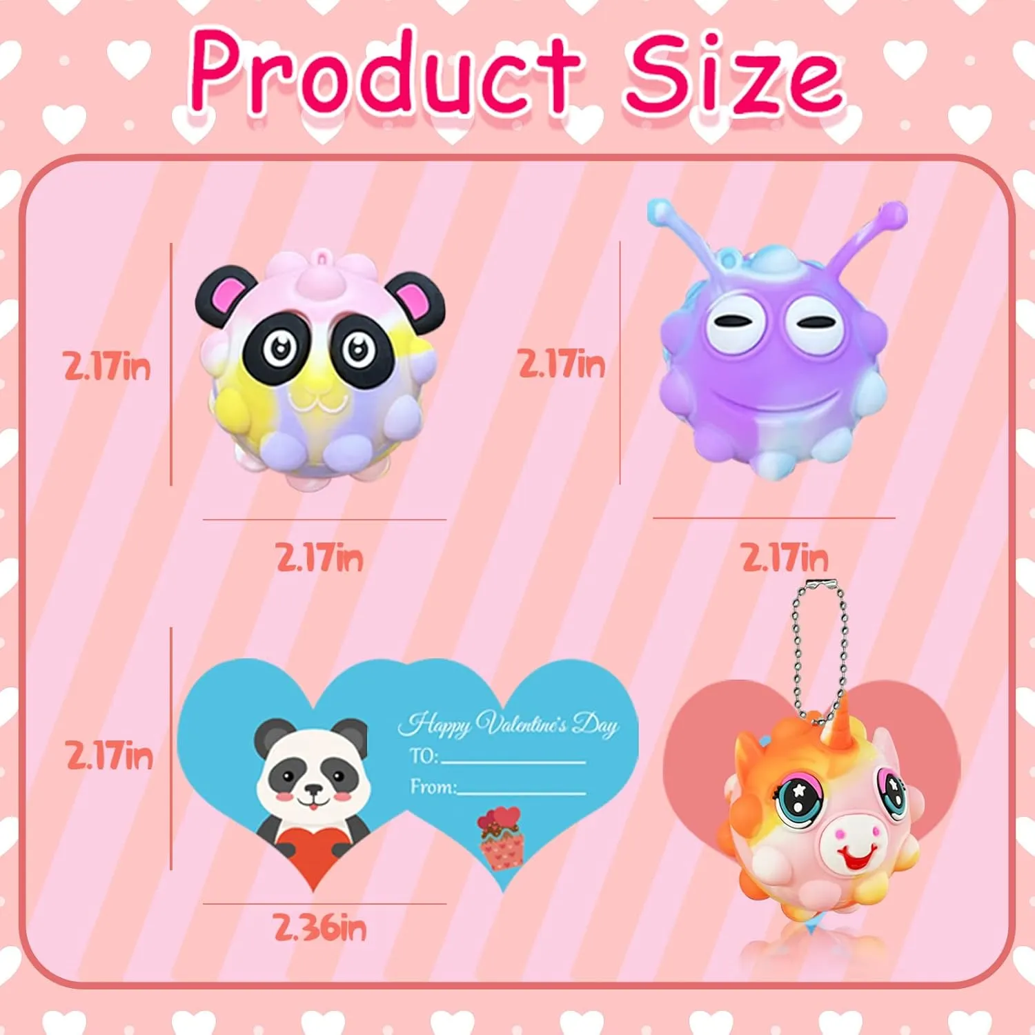 Valentines Day Gifts for Kids,30 Valentines Day Cards for Kids Classroom with 30 Pack Pop Fidget ball,Valentines Party Favors for Kids,Valentine Exchange Gifts for Girls Boys School Classroom