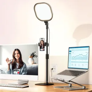 Video Conference Lighting for Zoom Meeting, Desk Lamps for Home Office, 30 Light Modes Desk Light, Ring Light for Desk with Flexible Stand & Memory Function for Zoom Lighting, Video Streaming, Drawing
