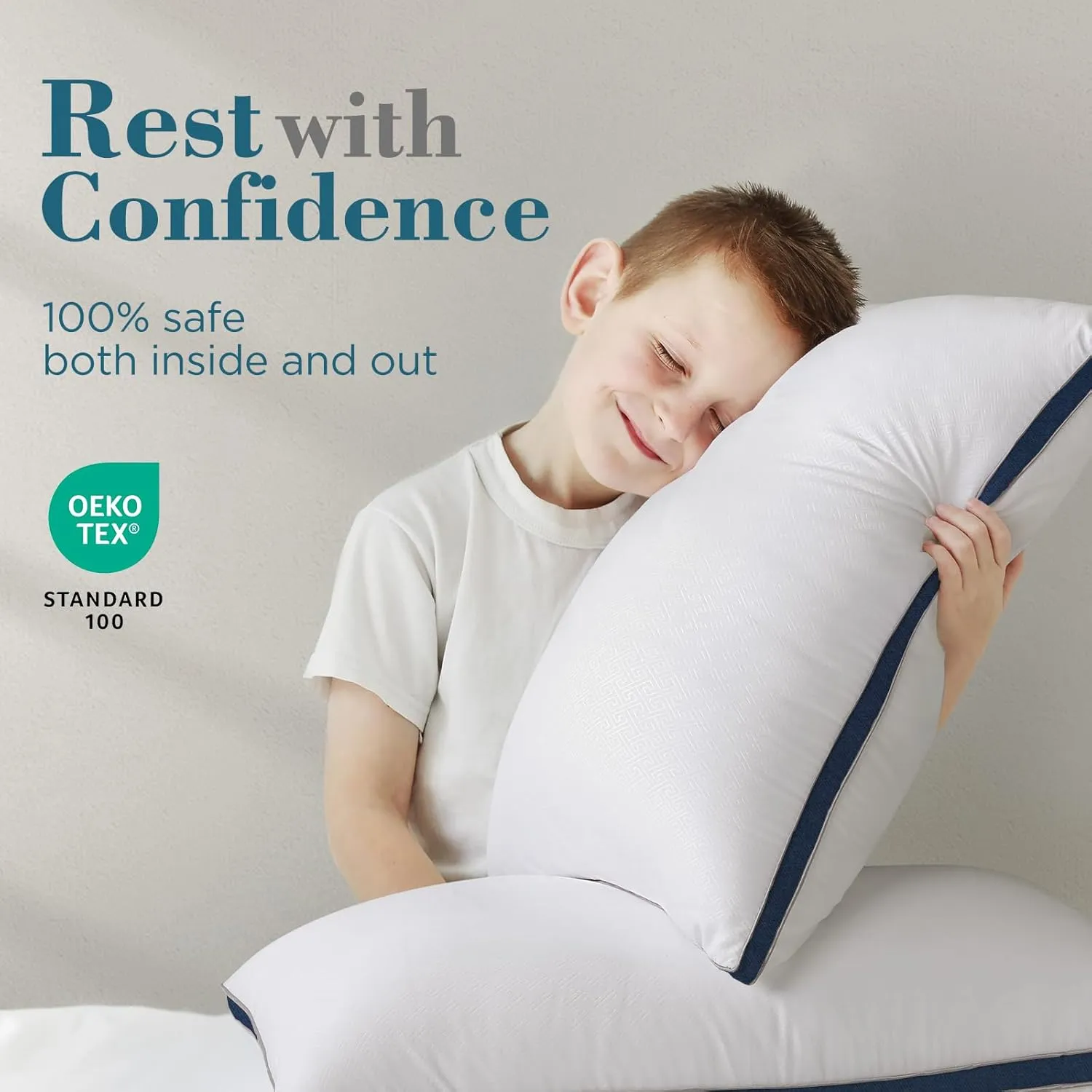 viewstar Bed Pillows Standard Size Set of 2, Hotel Cooling Down Alternative Gusseted Pillows for Side, Back, or Stomach Sleepers, Navy