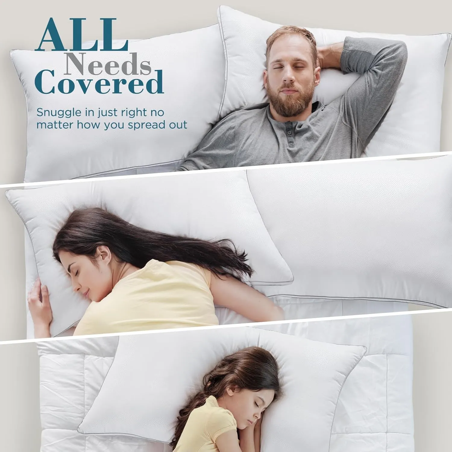 viewstar Bed Pillows Standard Size Set of 2, Hotel Cooling Down Alternative Gusseted Pillows for Side, Back, or Stomach Sleepers, White