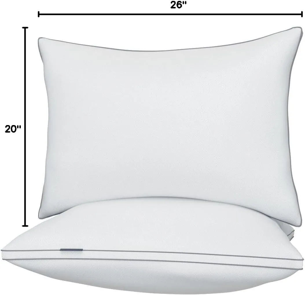 viewstar Bed Pillows Standard Size Set of 2, Hotel Cooling Down Alternative Gusseted Pillows for Side, Back, or Stomach Sleepers, White