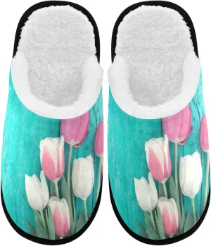 visesunny Floral Slippers Soft Memory Foam Non-Slip Indoor House Slippers Home Shoes for Bedroom Hotel Travel Spa