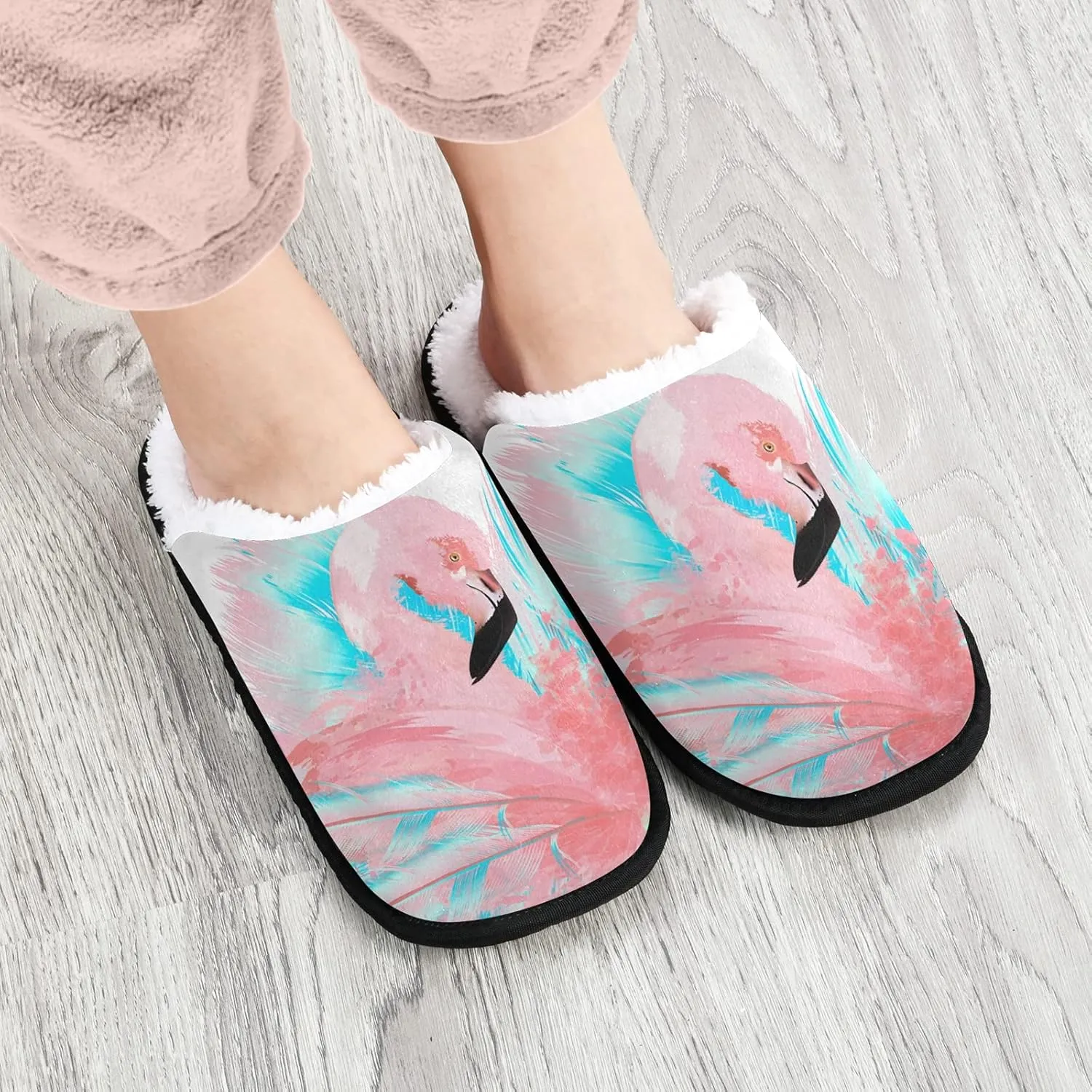 visesunny Slippers for Women Mens Stylish Foral Winter Warm Memory Foam Cotton Home Slippers Soft Plush Fleece Slip on House Slippers for Girls Indoor Outdoor Shoes