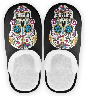 visesunny Slippers for Women Mens Stylish Foral Winter Warm Memory Foam Cotton Home Slippers Soft Plush Fleece Slip on House Slippers for Girls Indoor Outdoor Shoes