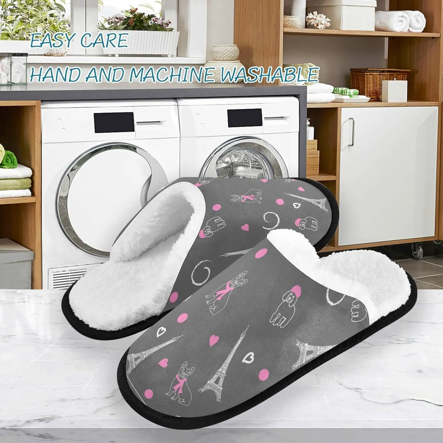 visesunny Slippers for Women Mens Winter Warm Memory Foam Cotton Home Slippers Soft Plush Fleece Slip on House Slippers for Girls Indoor Outdoor Shoes