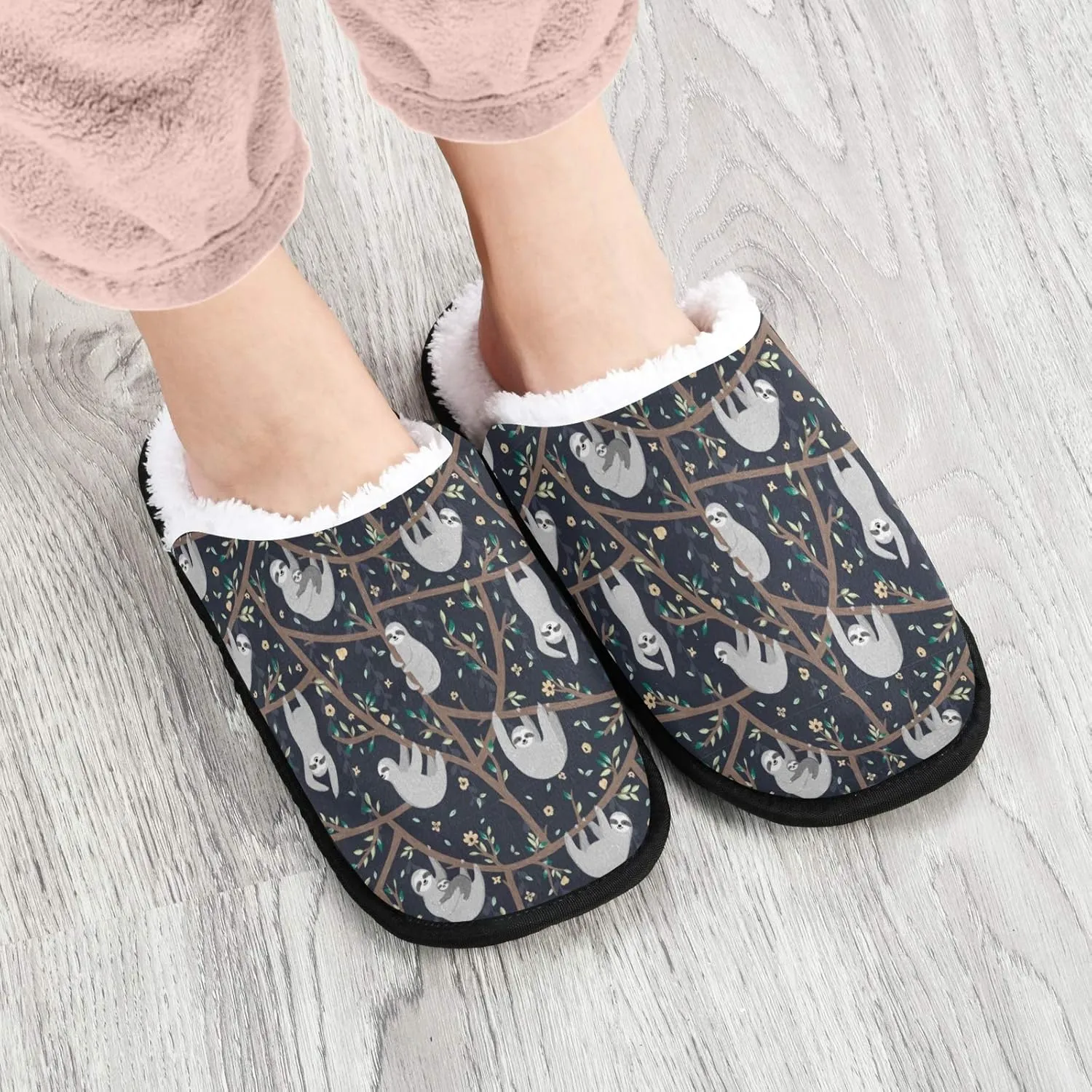 visesunny Slippers for Women Mens Winter Warm Memory Foam Cotton Home Slippers Soft Plush Fleece Slip on House Slippers for Girls Indoor Outdoor Shoes