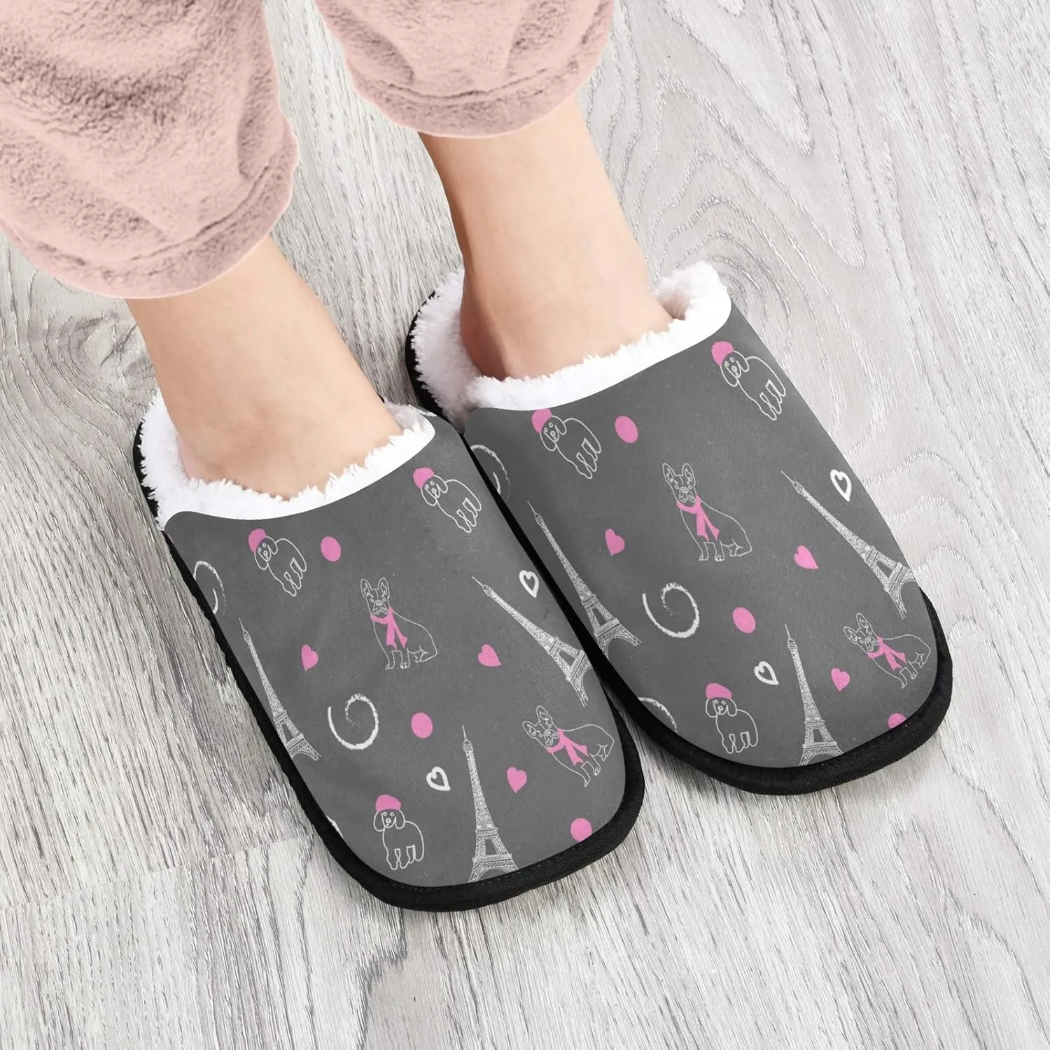 visesunny Slippers for Women Mens Winter Warm Memory Foam Cotton Home Slippers Soft Plush Fleece Slip on House Slippers for Girls Indoor Outdoor Shoes