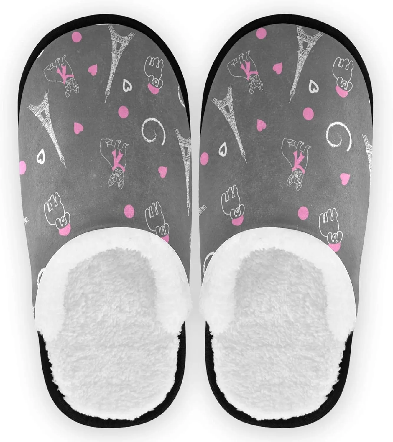 visesunny Slippers for Women Mens Winter Warm Memory Foam Cotton Home Slippers Soft Plush Fleece Slip on House Slippers for Girls Indoor Outdoor Shoes
