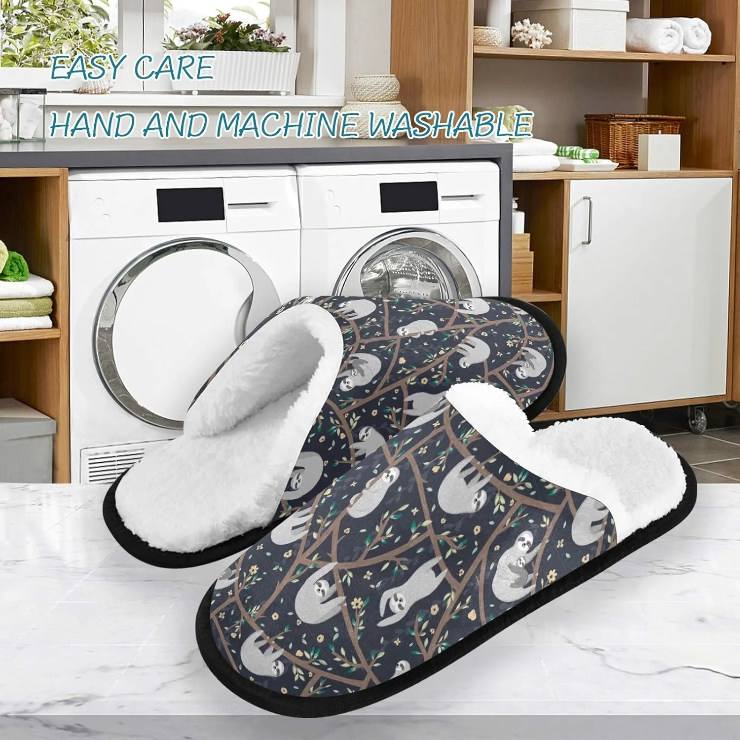 visesunny Slippers for Women Mens Winter Warm Memory Foam Cotton Home Slippers Soft Plush Fleece Slip on House Slippers for Girls Indoor Outdoor Shoes
