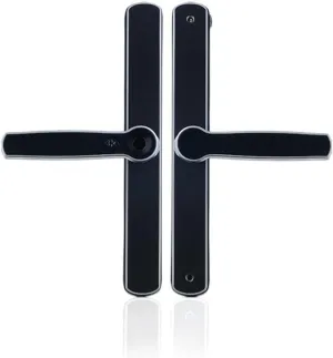 Waterproof Aluminum Glass Door Lock Fingerprint Smart Door Lock European Mortise Electronic Door Lock for Home Hotel Apartment (Size : Left Outside) ()