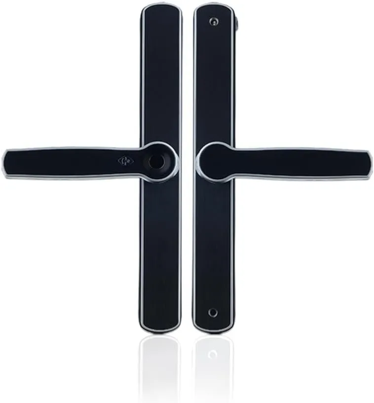 Waterproof Aluminum Glass Door Lock Fingerprint Smart Door Lock European Mortise Electronic Door Lock for Home Hotel Apartment (Size : Left Outside) ()