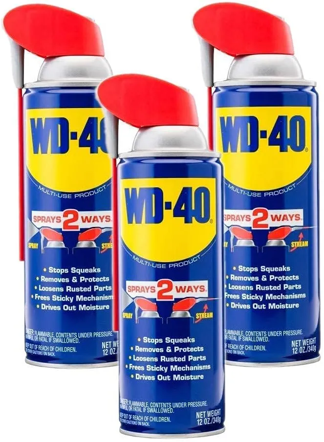 WD-40 Original Formula, Multi-Use Product with Smart Straw Sprays 2 Ways,12 OZs, 3-Pack, 12 OZ