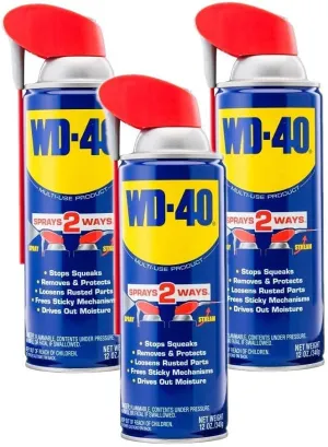 WD-40 Original Formula, Multi-Use Product with Smart Straw Sprays 2 Ways,12 OZs, 3-Pack, 12 OZ