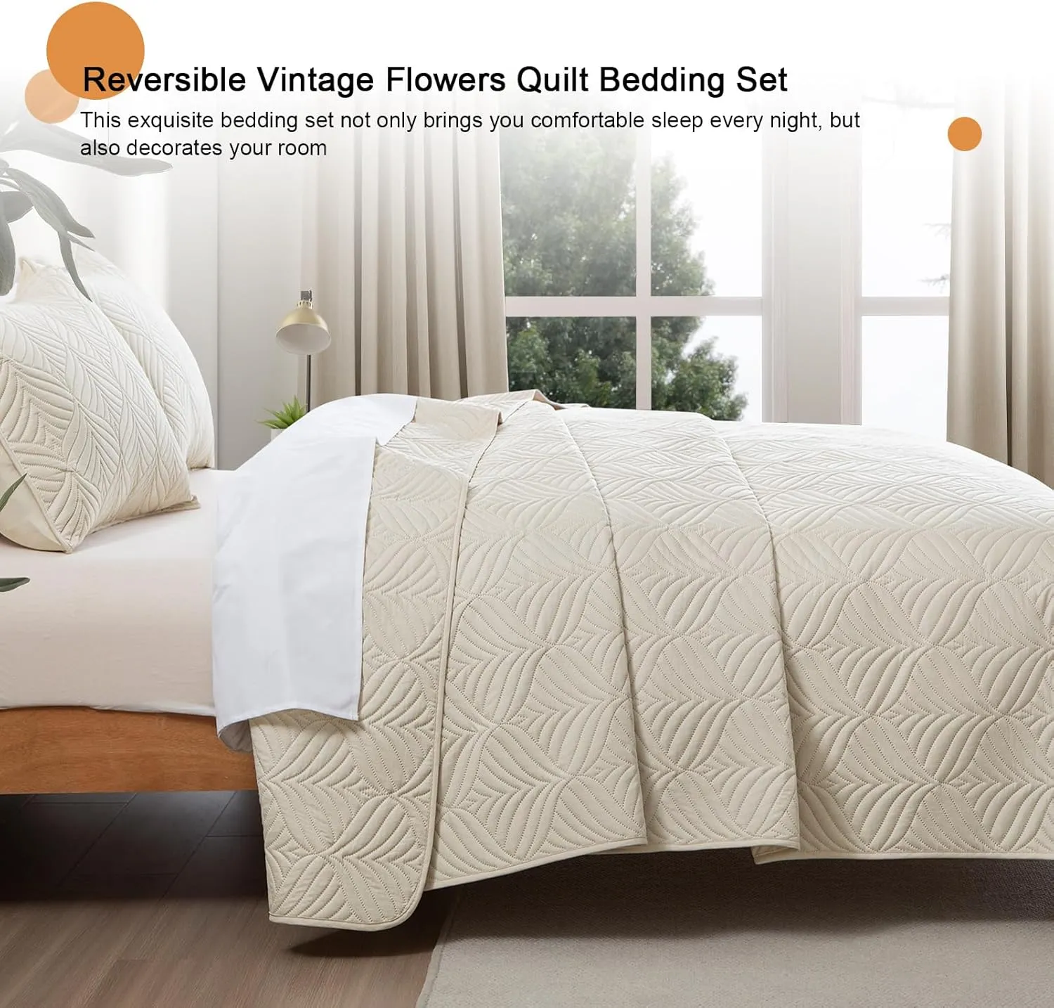 Whale Flotilla Elegant Extra Soft Quilts Queen Size, 3-Piece Lightweight Modern Geometric Full Queen Quilt Bedding Sets Bedspread Coverlet for All Seasons, Brich Beige