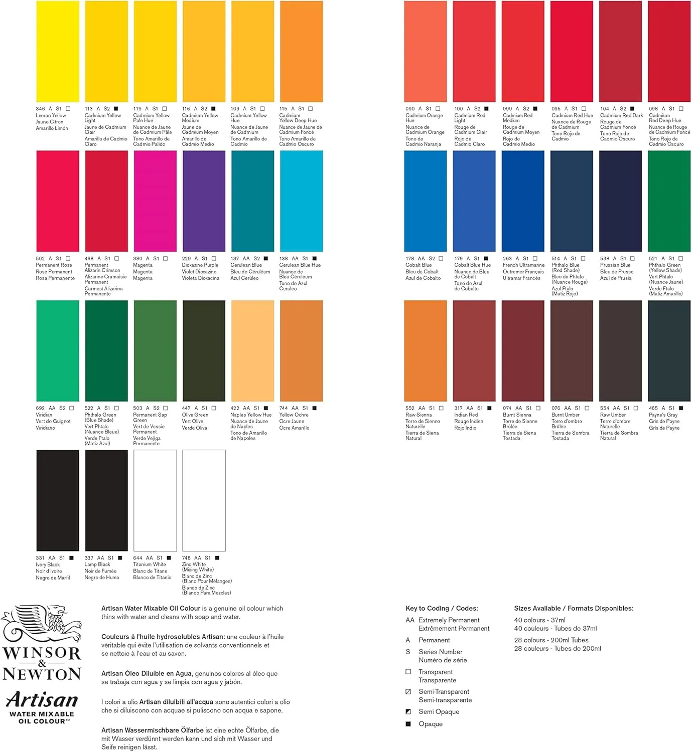 Winsor & Newton Artisan Water Mixable Oil Paint, Beginners Set, 6x37ml