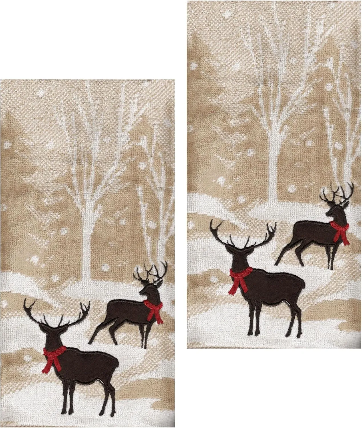 Winter Reindeer Embroidered Bath Hand Towels Deer