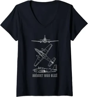 Womens Bréguet 1050 Alizé French ASW Aircraft Blueprints V-Neck T-Shirt
