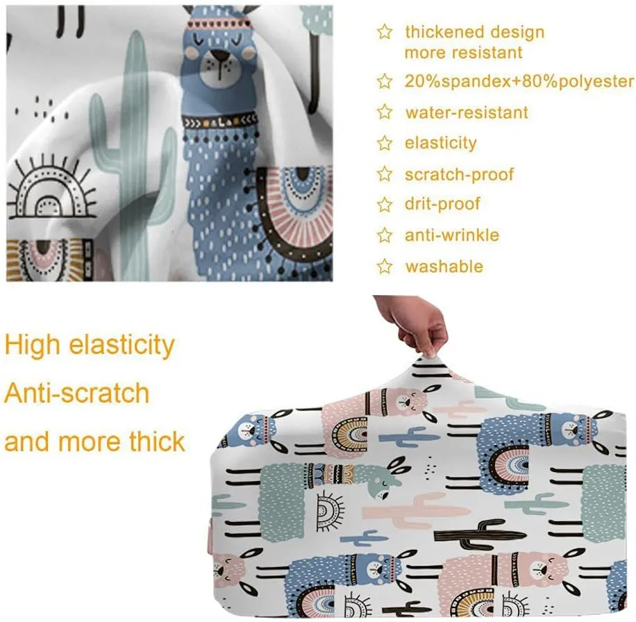 WONDERTIFY Llama Cactus Suitcase Cover Cartoon Alpaca Creative Childish Tropical Botanical Travel Elastic Protective Washable Suitcase Protector Colorful Fits 25 To 28 Inch