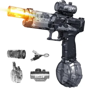 Woyuosn Ultimate Battle Blaster Electric Water Guns with Realistic Gun Muzzle Flame High Capacity Squirt Guns Summer Outdoor Beach Swimming Pool Party Toy for Adult Kid(Black)