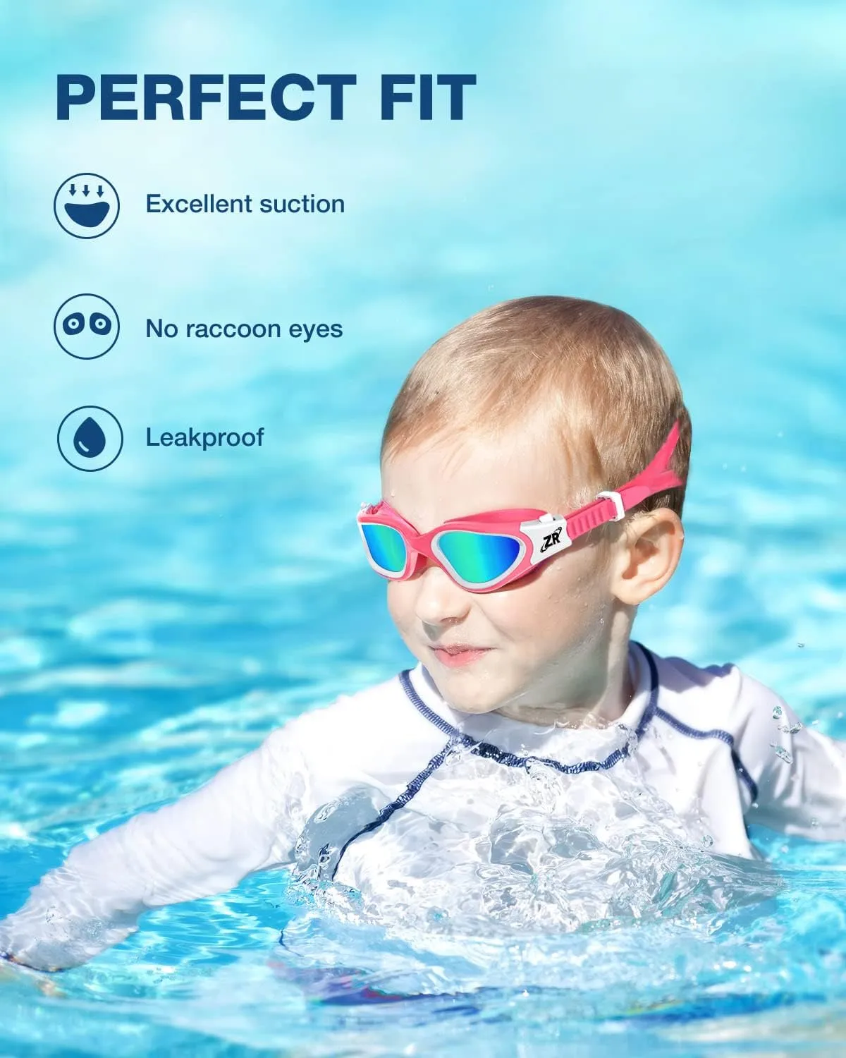 ZIONOR Kids Swim Goggles, G1 MINI UV Protection Anti-Fog Polarized Swimming Goggles for Age 6-14