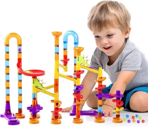 ZOZOPLAY 93Pcs STEM Marble Run Building Blocks, Colorful Track Pipe Blocks and Plastic Marbles, Creative Construction Toys for Ages 3 , Christmas & Birthday Gift Choice, Kindergarten & Daycare Toys